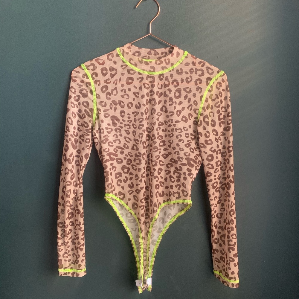 Oh Polly Mesh Leopard Print Bodysuit.